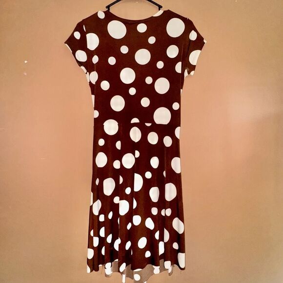 KoKoon Women's Brown Polka Dot Wrap Dress - Size Medium - Picture 3 of 8